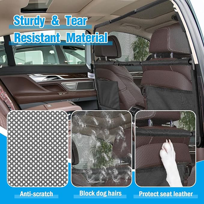 Dog Barrier for SUV Truck, 56" Car Divider Pet Gate - Image 3