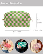 Checkered Makeup Bag for Purse, Small Cosmetic Pouch,Pink Green,6 Pack | Cute Zipper Makeup Organizer for Women, Travel Essentials, Toiletries, Makeup Brushes, Beauty Accessories&Bridesmaid Gifts - Image 3