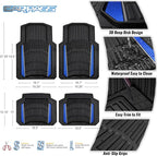 CAR PASS Heavy Duty Rubber Car Floor Mats, Deep Waterproof Car Floor Mats All Weather, Aluminum Film Floor Mats for Cars Non-Slip Universal Trim to Fit for SUVs Trucks Sedans Vans, Black Blue Metallic - Image 4