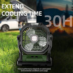Camping Fan Rechargeable, 20000mAh Battery Powered Portable Fan with LED Light, 4-Speed 180° Adjustable, Camping Essentials for Tent, Travel, Car, Outdoor, Indoor, BBQ, Fishing, Jobsite - Green - Image 9