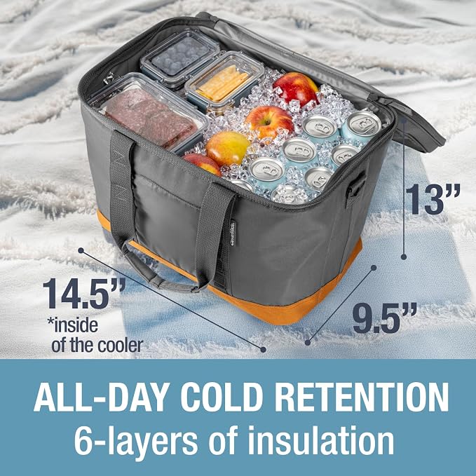 CleverMade Pacifica Collapsible Cooler Bag, Large Travel Cooler, Cool Gray | Keep Drinks Cold and Pack Light | A Reinforced Base, Storage Pocket, Bottle Opener, and Shoulder Strap Add Outdoor Utility - Image 4