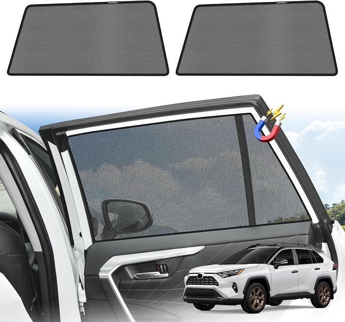 KUST Car Window Shades for 2019-2024 Toyota RAV4 Accessories, Breathable Mesh Magnetic Window Covers, Rear Back Side Window Sun Shades UV Block Privacy Protection for Baby Camping Napping 2PCS - Image 3