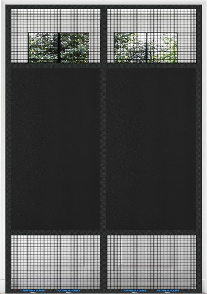 Magnetic Screen Door 72"x80" Blackout – Privacy Protection, Powerful Magnets, Heavy Duty Thicker 265g/㎡ Mesh, Easy Install, Self-Sealing, Pet Tested, Tie Backs, Screen Door Mesh by LIAMST