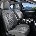 Coverado Car Seat Covers, Front Seat Cover, 2 Pack Luxury Faux Leather Seat Covers for Cars, Waterproof Car Seat Protector, Gray Car Seat Cover, Universal Car Seat Protectors Fit for Most Cars by COVERADOAUTO