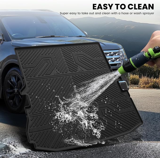 LASFIT Cargo Mat for Ford Explorer 2011-2014 & 2015-2019 Trunk Liner | Custom Fit All Weather Protector TPE One-Piece Design Easy Installation Easy Clean Trunk Mat Accessories, 1pc Black - Image 5