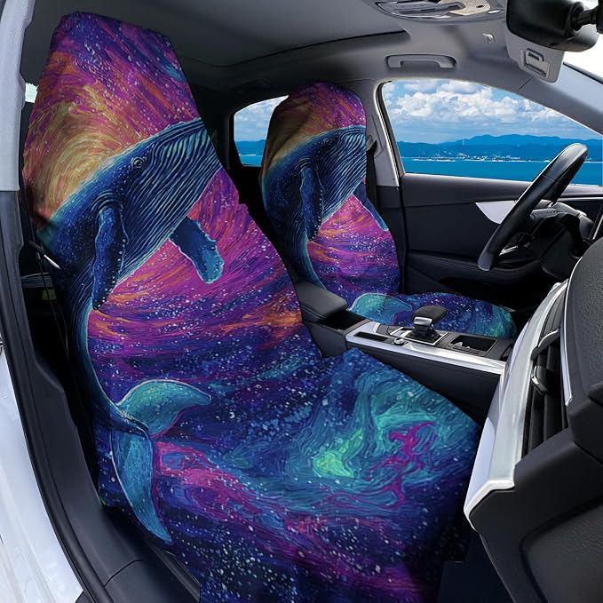 2 Pack Car Towel Seat Covers with Storage Bag, Multifunctional Towel for Gym Outdoor Sport, Picnic, Beach, Pet Dog Travel,Non-Slip Washable Car Seat Protector (Starry Whale) - Image 2