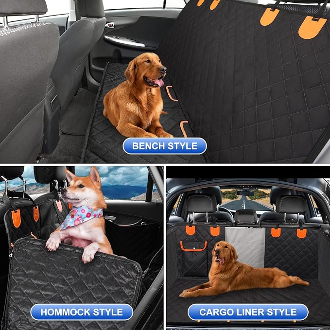 Dog Car Seat Cover for Back Seat 600D Scratchproof Nonslip Durable Waterproof Cars Pet Backseat Covers with Mesh Window Dogs Hammock for Car，SUV, Truck (60" W x 64" L) - Image 5
