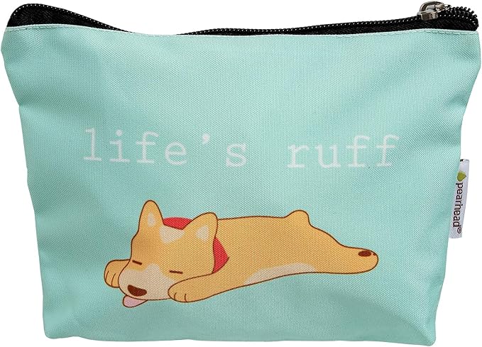 Pearhead Pet Dog Lover Canvas Zipper Pouch – “Life’s Ruff” Puppy Design Travel Organizer, Multipurpose Makeup & Accessory Bag by Pearhead