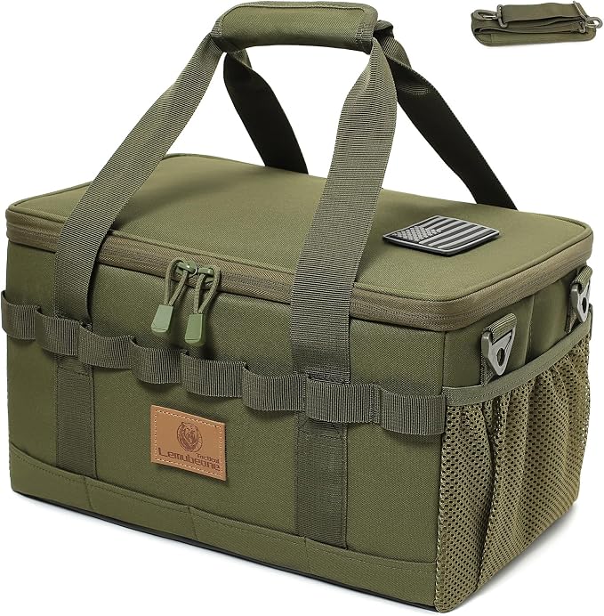 Tactical Camping Storage Bag 18L Tactical Utility Tote Bag Camping Cookware Organizer Trunk Organizer (Army Green) by Lemubeane