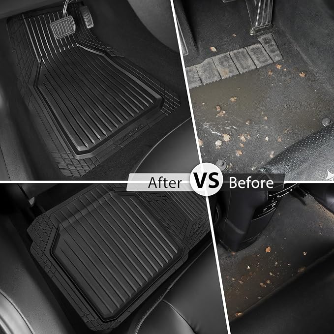 CAR PASS Heavy Duty Rubber Floor Mats for Car, Waterproof Liner Deep Dish Car Mats Full Sets, Universal Trim to Fit for SUV Truck Sedans Vans, All Weather Automotive Floor Mats 3pcs, Solid Black - Image 8