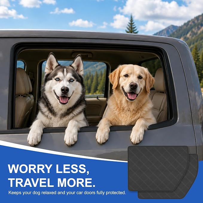 Instraella Car Door Protector for Dogs, 2-Pack, Protects from Dog Scratches | Heavy-Duty Waterproof Oxford with 3 Tint-Safe Inserts, Window Roll Compatible, 31 x 28 in, Fits Large SUVs & Pickups - Image 7