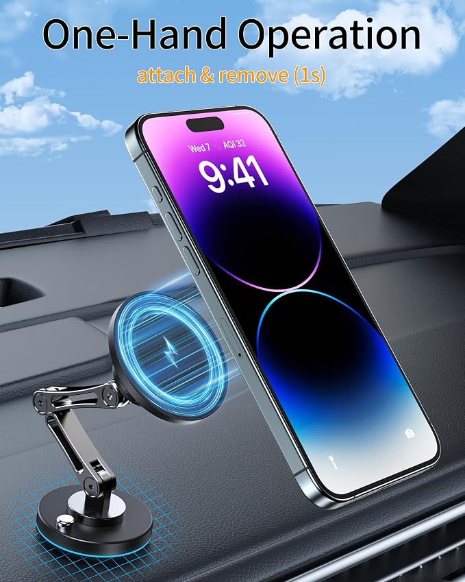 ZBF Magnetic Car Phone Holder Mount (360° Rotation) Cell Phone Car Holder, Phone Mount for Car Windshield Dashboard Hand Free Mount for iPhone 17 16 15 14 13 Pro Max All Smartphones - Image 4