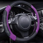CAR PASS Line Rider Microfiber Leather Sporty 14.5-15 inch Steering Wheel Cover Universal Fits for 95% Truck,SUV,Cars, Anti-Slip Safety Comfortable Design (Black Purple) by CARPASS
