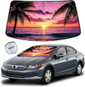 KDM Sunset Beach Style Front Windshield Sun Shade for 2012-2015 Honda Civic | 2013 2014 Civic,Foldable Reflective Windows Sunshade Visor Protector Blocks UV Rays Heat by KDM