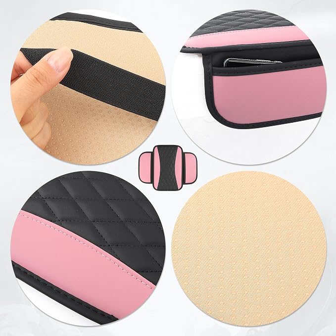 Leather Car Center Console Cover with Side Pockets,Stylish Car Decorations Interior Armrest Cover for Car Seat Organizer,Universal Center Console Protector Fit Car SUV Truck (Pink) - Image 4
