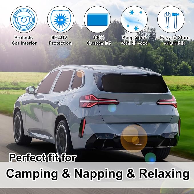 Windshield Sun Shade Car Windshield Foldable Full Windows Coverage Custom Fit for BMW X3 2025 2026 Accessories Car Window Shades Block Sun UV Rays 7PCS - Image 6