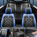 Soul Car Seat Covers Fit for Kia Soul 2010-2026, Premium Full Coverage Leather Automotive Seat Protectors, All Seasons Waterproof Breathable, Airbag Compatible, Front Seats, Black-Blue - Image 6