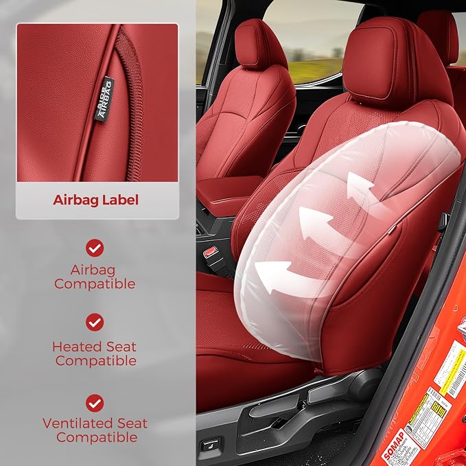 DiffCar® Seat Covers for Toyota Tacoma 2026 2025 2024 Double Cab(Gas Only), Full Set Faux Nappa Leather Truck Accessories for Tacoma 4th Gen, Car Seat Protectors Custom Fit for Tacoma Seat, Red Camo - Image 5