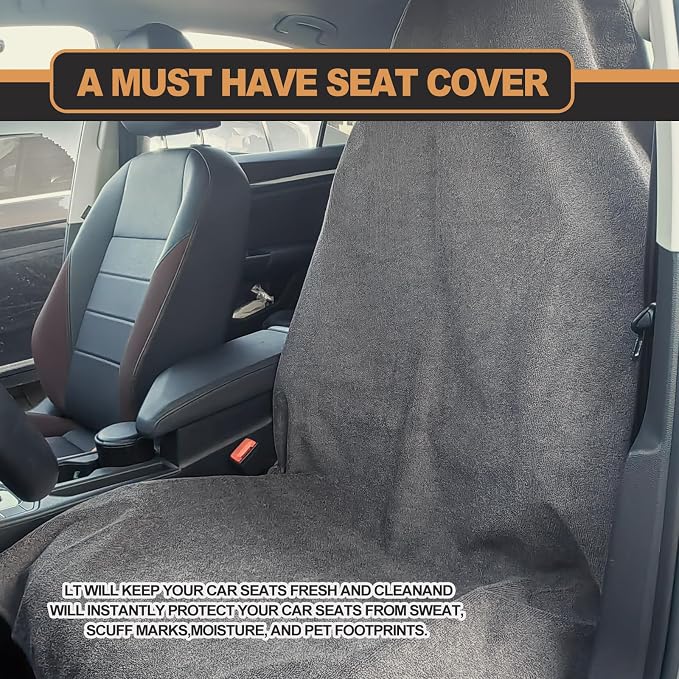 KEVWR Car Waterproof Towel Front Seats Seat Covers, Washable Seat Protector, Fit Beach Swimming Outdoor Sports, Compatible with Most Cars Trucks Suvs Car (Grey) - Image 6
