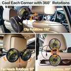 Car Backseat Fans for Backseat Kids, Usb Car Headrest Fan for Car Back Seat | (No Battery) - Image 4