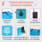 J.L. Childress Gate Check Bag for Single & Double Strollers, Neon Blue | AirTag compatible Gate Check Bag keeps strollers clean, protected & easy to identify when airport gate checking - Image 6