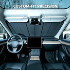 Custom Fit Windshield Sun Shade for Ford F250/F350/F450/F550/F600 2023-2026, Foldable 3-Layer High Reflective Silver Sunshade, Blocks UV Rays & Reduces Cabin Heat - Image 3