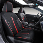 Custom Camry Seat Covers for 2018-2024 Toyota Camry Hybrid - Black+Red | Waterproof Faux Leather Full Coverage, Car Seat Protectors Full Set, Fit Toyota Camry Hybrid LE SE, Airbag Compatible by Ourplot