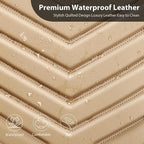 CAR PASS 3D Foam Faux Leather Seat Covers Full Set,Waterproof Tan Leather Seat Cover for Cars,Luxury Universal Fit Anti-Slip for SUV Truck Sedan Automotive,Armrest Airbag Compatible,All Beige - Image 6