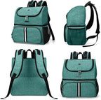 BAGLHER Pet Travel Bag, Double-Layer Pet Supplies Backpack (for All Pet Travel Supplies), Pet Travel Backpack with 2 Silicone Collapsible Bowls and 2 Food Baskets Green - Image 2