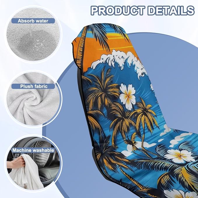 Car Towel Seat Cover Palm Tree Car Seat Cover Protector Breathable Comfortable Cars Interior Accessories for Cars, Trucks, Sedans, Vans, SUVs - Image 6