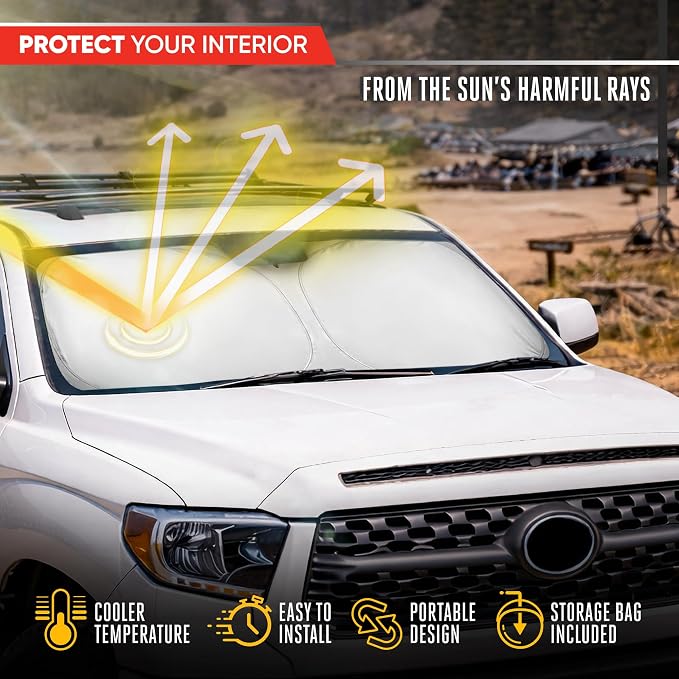 Motor Trend Windshield Sun Shade for Toyota Tundra - Tundra Accessories 2007-2021 - Custom Fit Sun Shade for Car Windshield - Automotive Toyota Truck Window Sunshade Cover for Interior Protection - Image 3
