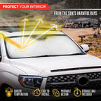 Motor Trend Windshield Sun Shade for Toyota Tundra - Tundra Accessories 2007-2021 - Custom Fit Sun Shade for Car Windshield - Automotive Toyota Truck Window Sunshade Cover for Interior Protection - Image 3