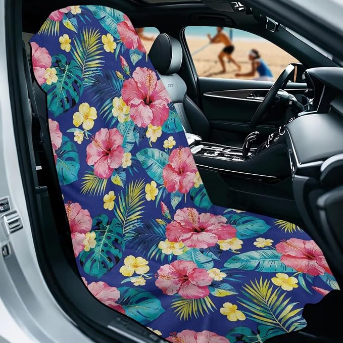 SEANATIVE Pink Hibiscus Car Cushion Towels Auto Seat Protectors - Absorber Towel for Car Wash Car Seat Covers, Post-Workout & Dog Owners (33.1" x 60.67") - Image 2