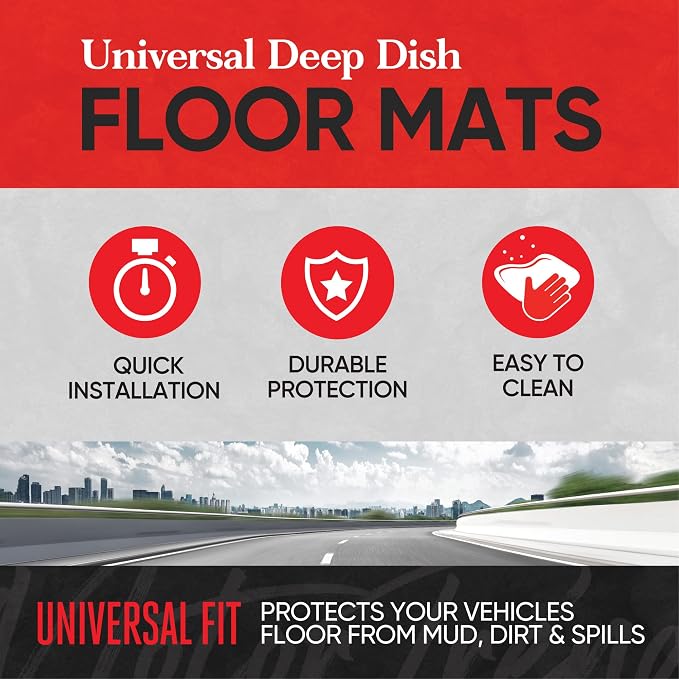 Motor Trend 943-BK FlexTough Defender Car Floor Mats -Next Generation Deep Dish Heavy Duty Contour Liners for Car SUV Truck & Van-All Weather Protection, Trim to Fit Most Vehicles Black - Image 2