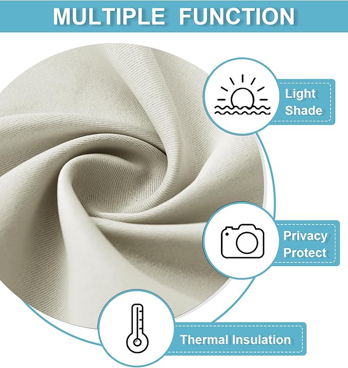 RYB HOME Blackout Door Curtain for Patio Front Tricia French Door Window | Thermal Insulated, Self Adhesive, Privacy, For Patio Kitchen Front Entry Front Back Door Glass Window, W30 x L69, 1 Panel - Image 7