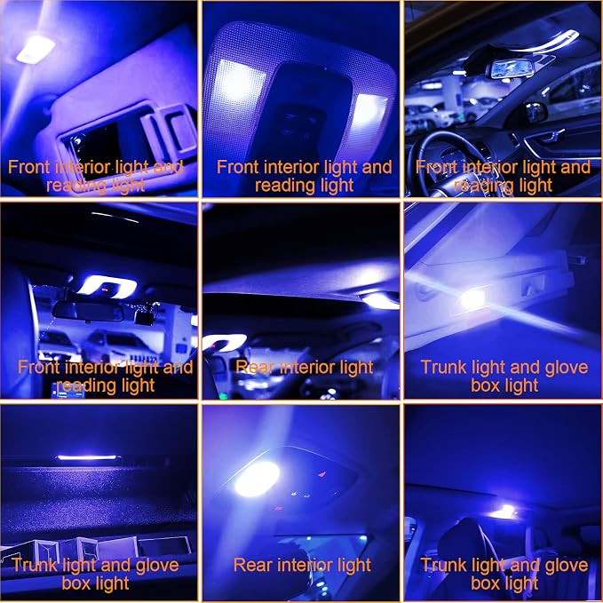 YOGEIER Car Led Bulb, Car Led Combination Set of 24 Sets, Used for Car Interior Lights, Indoor Map Dome Lights, Trunk Lights, License Lights, Etc. (Blue) - Image 6
