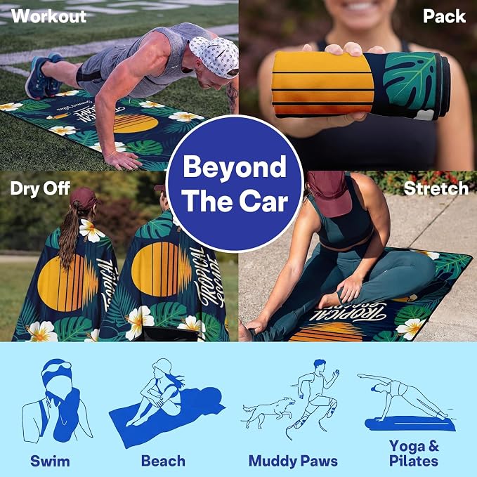 2 Pack Car Seat Towel Covers, Sweat-Proof Microfiber Seat Protectors for Gym, Running, Beach & Workout, Breathable Quick-Dry, Machine Washable, Tropical Toucan Print, Universal Fit - Image 6