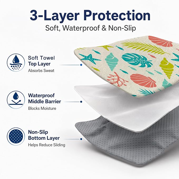Car Seat Towel Cover 2 Pack for Front Seats, Sweat Absorbent Car Seat Protector with Non-Slip Backing, Waterproof Towel Car Seat Covers for Runners, Gym, Swimming, Beach, Coastal Seashell - Image 3
