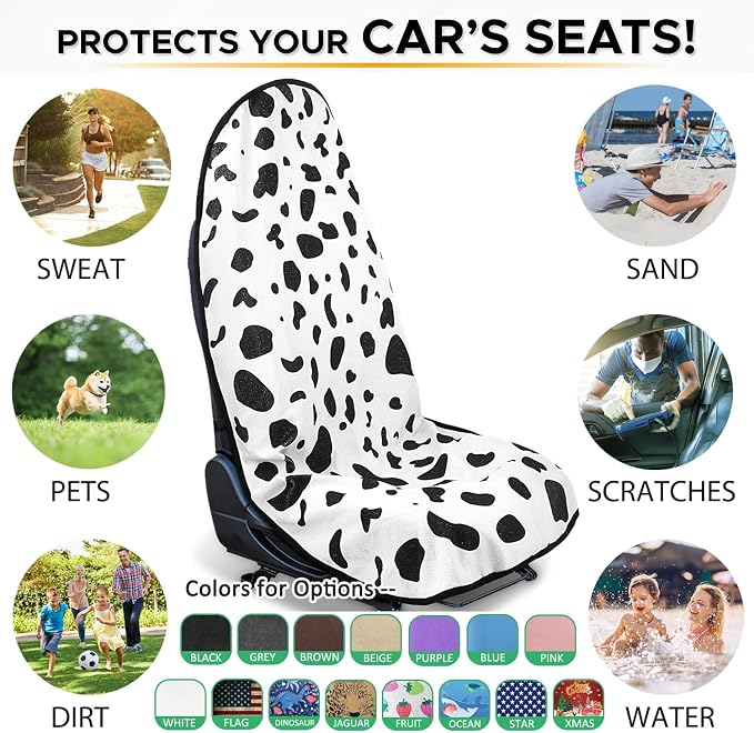 Waterproof Sweating Car Seat Cover for Post Gym Workout, Running, Swimming, Beach and Hiking, Universal Fit Non-Slip Bucket Seat Protector for Cars SUV Trucks, Machine Washable (1pcs-Cow) - Image 7
