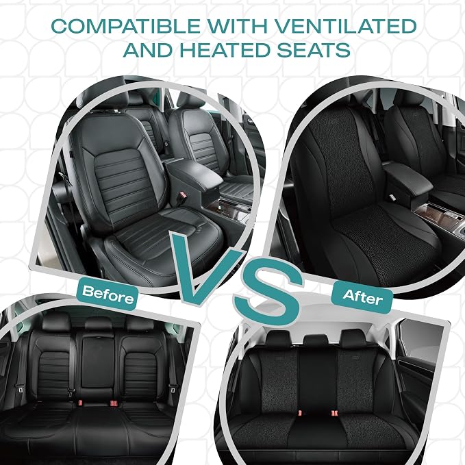 Skechers Car Seat Covers,Leather Seat Covers with GOGA Mat Technology,Waterproof Car Seat Covers Full Sets,Airbag Compatible,Comfort Universal Fit for Most Cars,Vans,Trucks,SUVs,Black - Image 7
