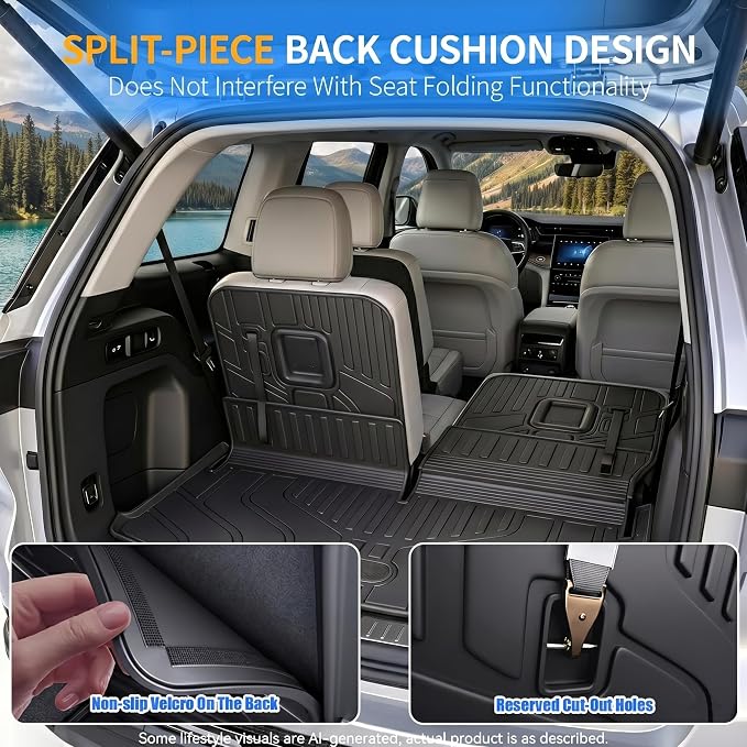 GYGY Cargo Mat Trunk Liner with Backrest Mats, Fit for 2021-2025 2026 Jeep Grand Cherokee L (Fits 3rd Row 6 & 7 Passenger L Models Only), All Weather Waterproof TPE Rear Cargo Tray - Image 8