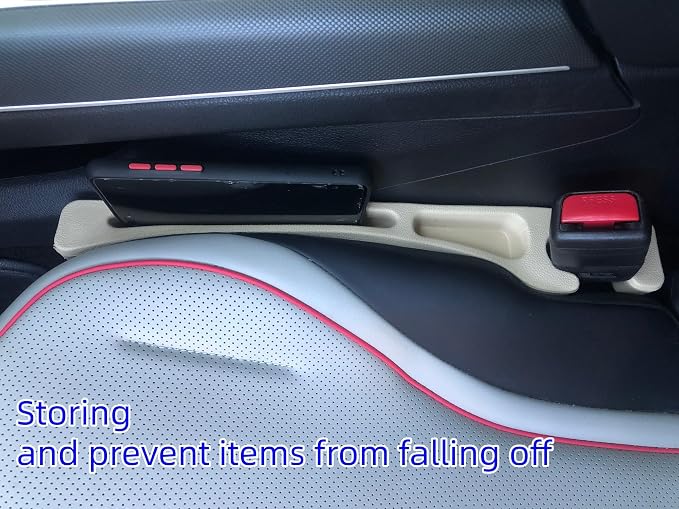 Car Seat Gap Filler Accessories,Storage Organizer Fit Car SUV Truck Fill The Gap Between Seat & Console Vehicle Console Side Pockets (Beige) - Image 4