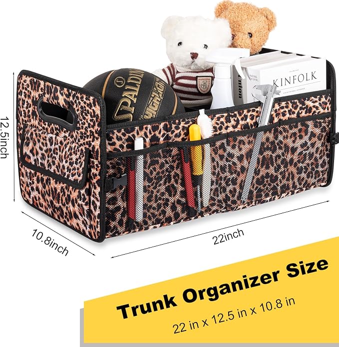 Car Trunk Organizer, Collapsible Car Organizers and Storage Leopard print | Sturdy, Large Capacity, Clean Decor, Multi Compartment Container Box, Adjustable Car Accessories for SUV Sedan Truck - Image 5