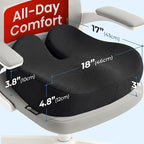 5 STARS UNITED Seat Cushion - Memory Foam Chair Cushion for Tailbone Pain Relief - Ergonomic Support for Coccyx, Sciatica & Butt - Office, Desk & Gaming Chair, Car Seat, Wheelchair, Black Mesh - Image 2