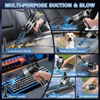 KMM Handheld Car Vacuum Cleaner, Hand Held Vacuum Cleaner & Air Duster | 16000PA Strong Suction, 120W High Power, Portable & Rechargeable, LED Light, Multi-Nozzles for Home, Car, Office, Pet - Image 6