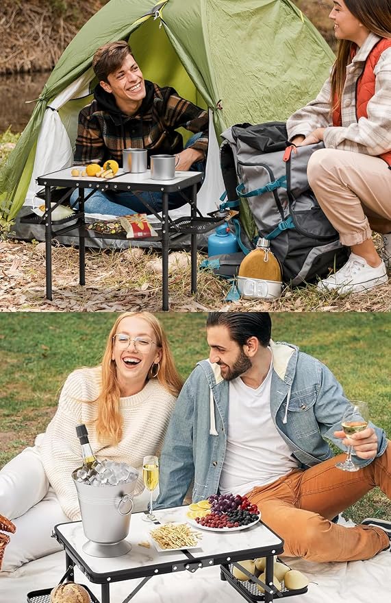 Titanker Small Camping Table Foldable 2ft, Folding Picnic Table with Side Racks & Net, Folding Camp Table Portable Beach Table, Car Camping Essentials, Sturdy Light Aluminum, Gift for Father Husband - Image 4