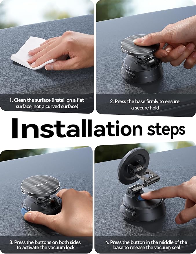 JOYROOM Car Mount for iPhone, [Tri-Fold] MagSafe iPhone Car Mount, [Suction Pro+Gel Base] 360° Rotation iPhone Car Holder, Strong Magnet for iPhone 17 Pro Max and Other Series[Not for Charging] - Image 8