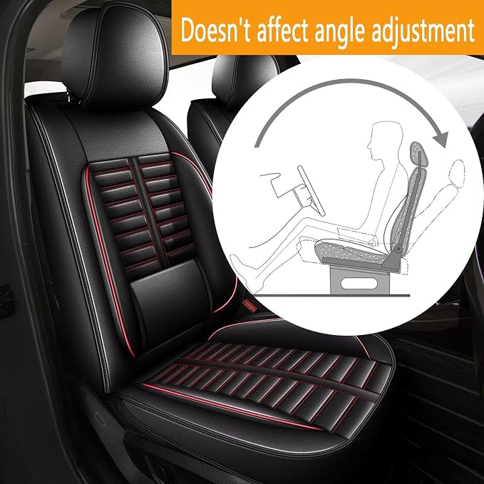 Fit for Nissan NV 200 Seat Covers 2016-2020 Front Set | Faux Leather Waterproof Car Seat Covers, Airbag Compatible with Lumbar Support Anti-Slip Design, 2 Seater Black&Red - Image 8