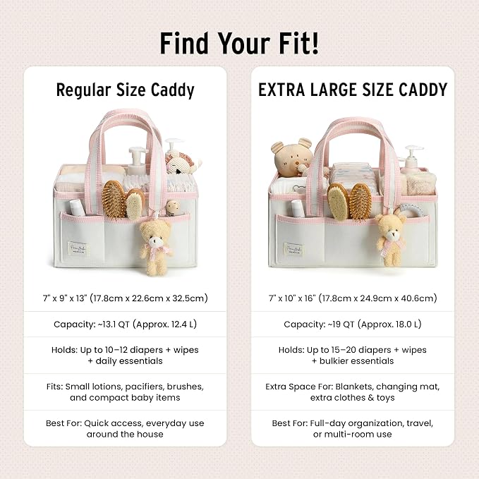 PeraBella Baby Diaper Caddy Organizer, Baby Basket Shower Gift Caddy, Portable Felt Changing Table Basket, Nursery Storage Bin, Newborn Boy and Girl Essentials for Registry, Car Diaper Organizer - Image 12