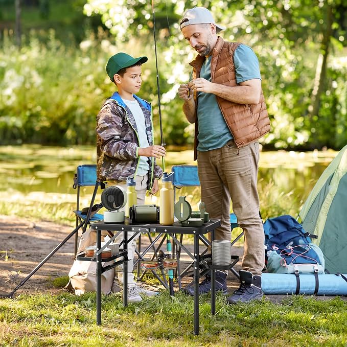 Titanker Folding Camping Table Small 2ft, Small Camp Table Portable with Side Racks & Storage Net, Folding Picnic Set, Portable Beach Table, Car Camping Essentials, Aluminum Light & Solid - Image 5